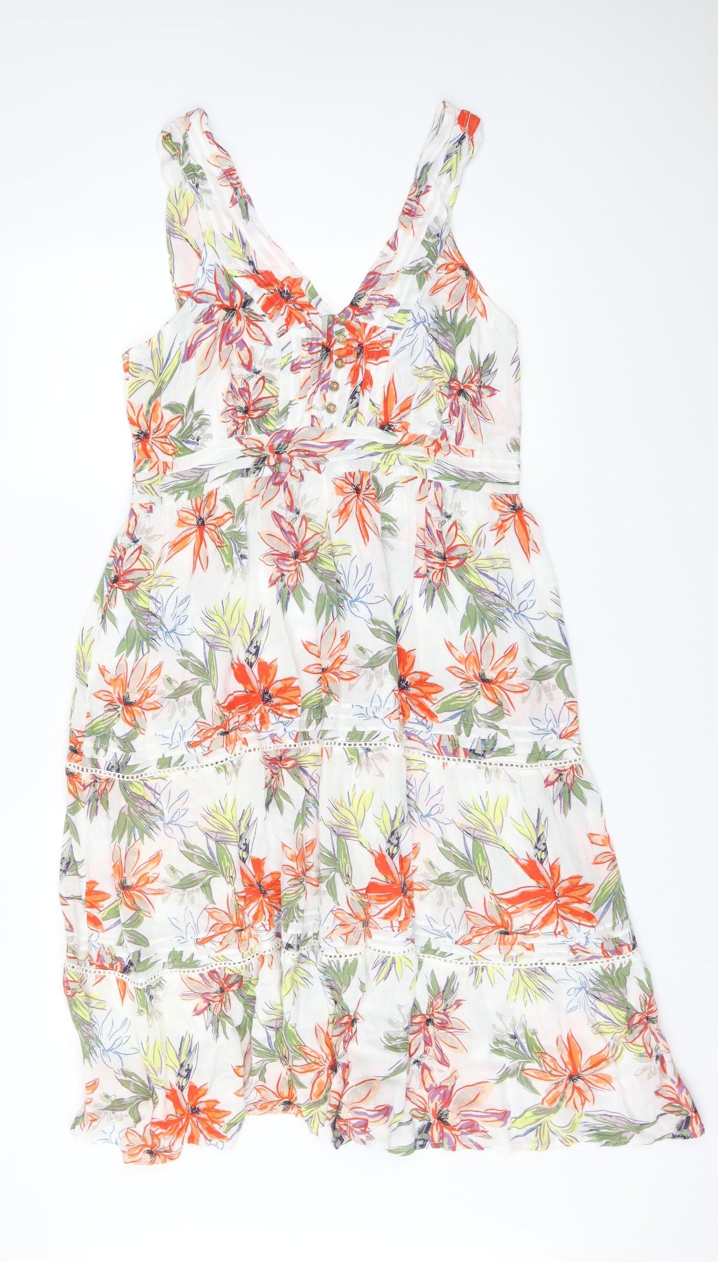 Debenhams Womens Multicoloured Floral Viscose A-Line  Size 16  V-Neck