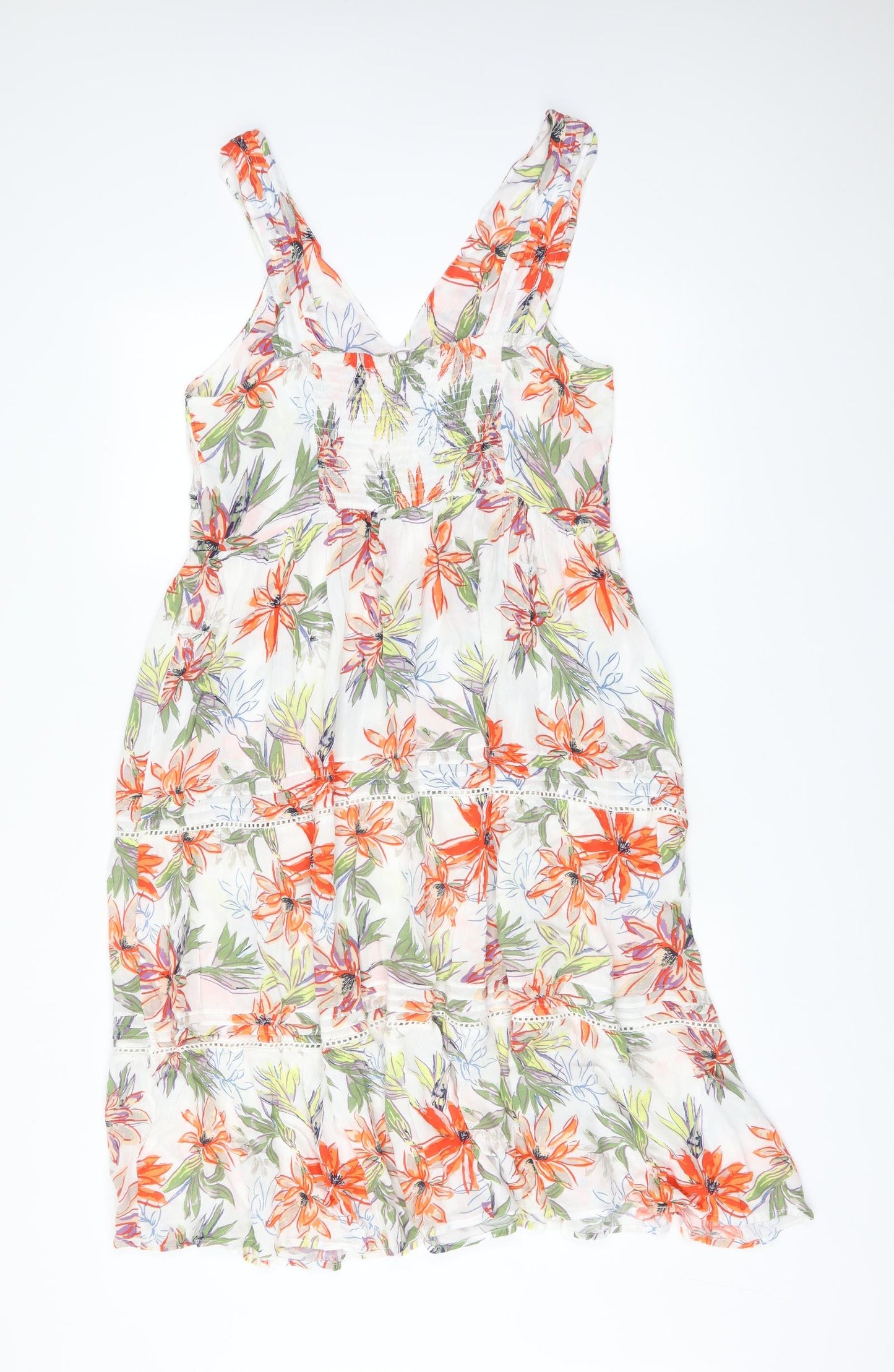 Debenhams Womens Multicoloured Floral Viscose A-Line  Size 16  V-Neck