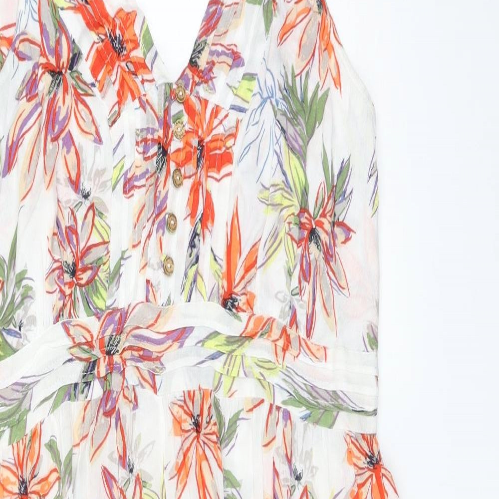 Debenhams Womens Multicoloured Floral Viscose A-Line  Size 16  V-Neck