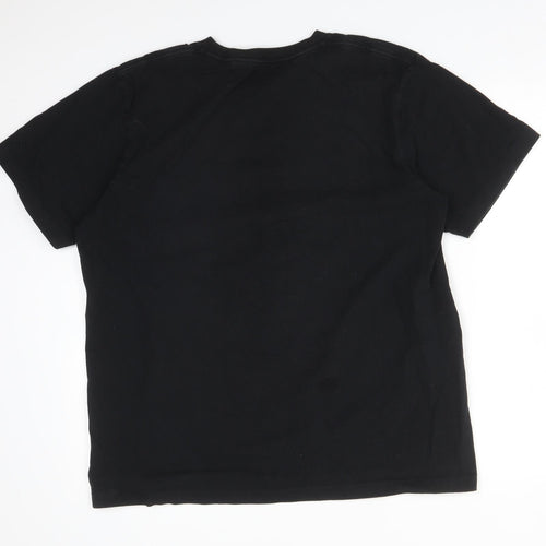 UNI QLO Mens Black  Cotton  T-Shirt Size L Round Neck
