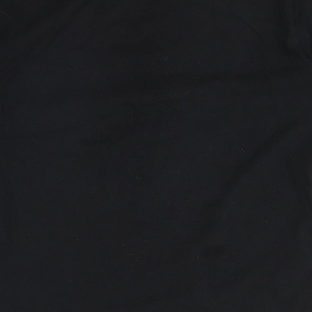 UNI QLO Mens Black  Cotton  T-Shirt Size L Round Neck