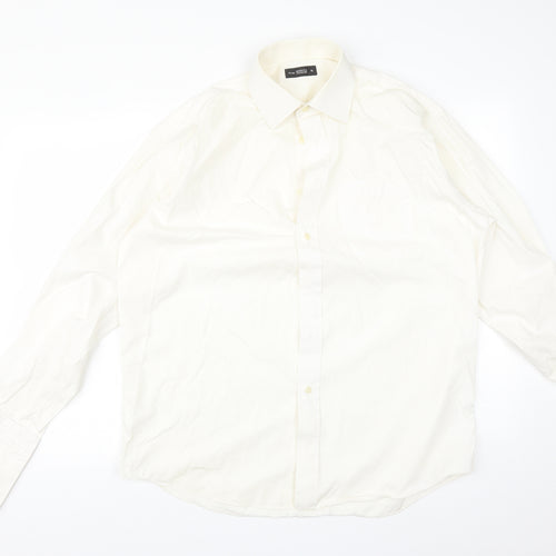 M*S Mens Ivory  Cotton  Button-Up Size 16 Collared