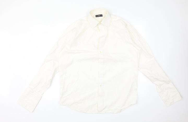 M*S Mens Ivory  Cotton  Button-Up Size 16 Collared