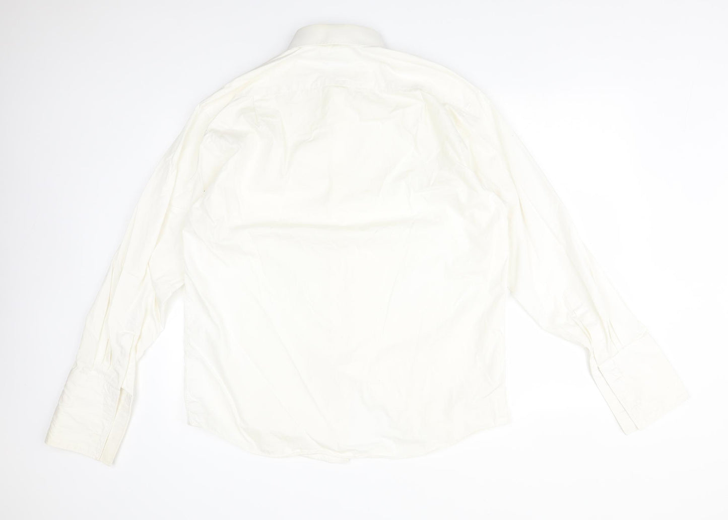 M*S Mens Ivory  Cotton  Button-Up Size 16 Collared