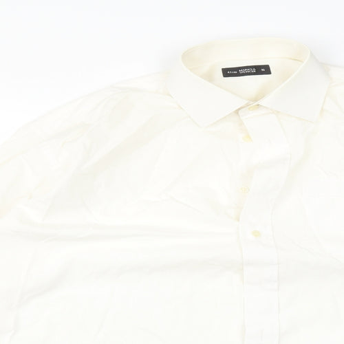 M*S Mens Ivory  Cotton  Button-Up Size 16 Collared