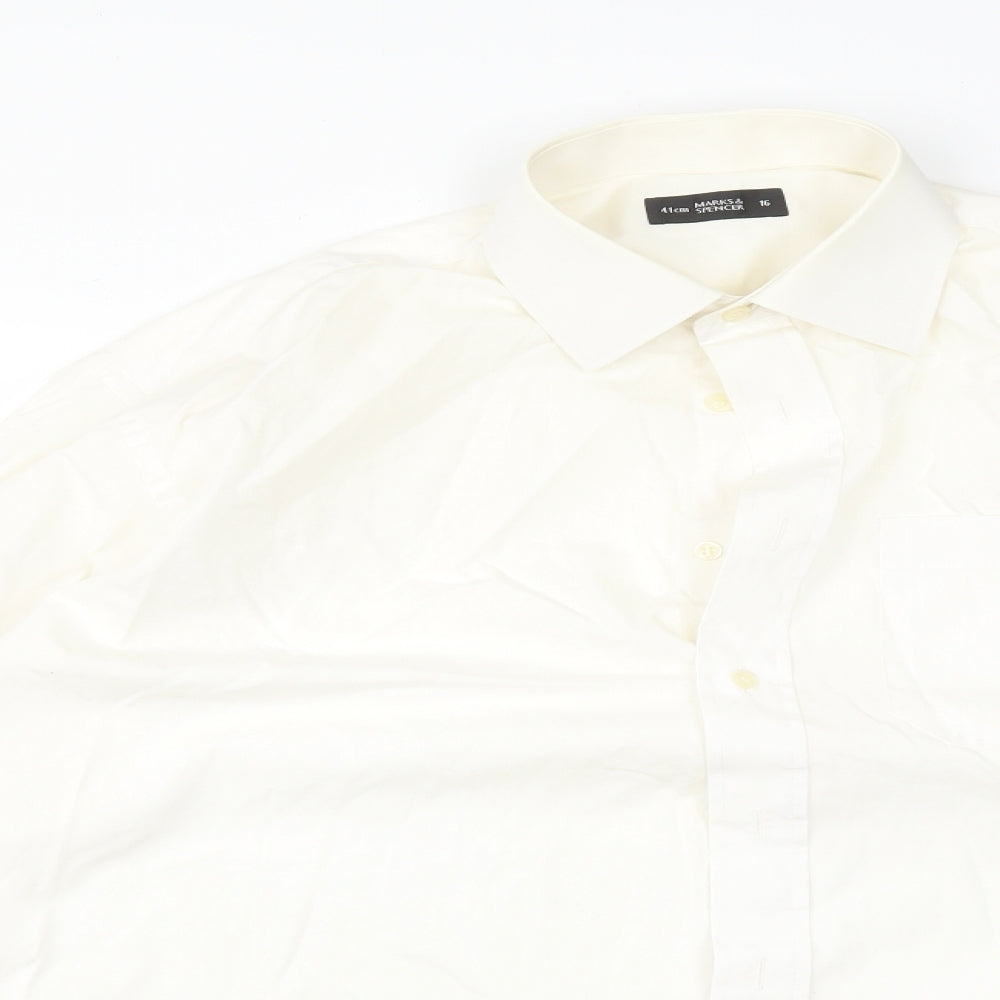 M*S Mens Ivory  Cotton  Button-Up Size 16 Collared