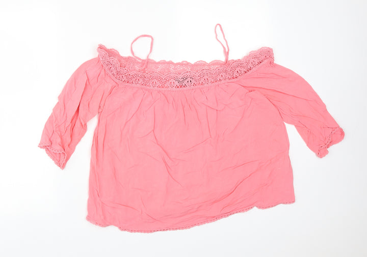 New Look Womens Pink  Viscose Basic T-Shirt Size 12