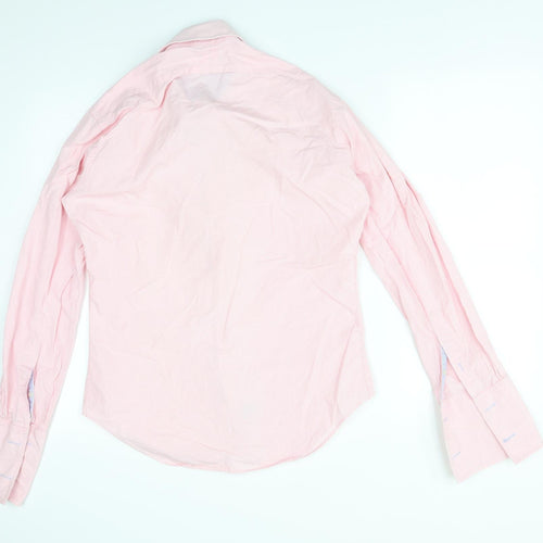 JOHN FRANCOME Mens Pink Striped Cotton  Button-Up Size 15.5 Collared