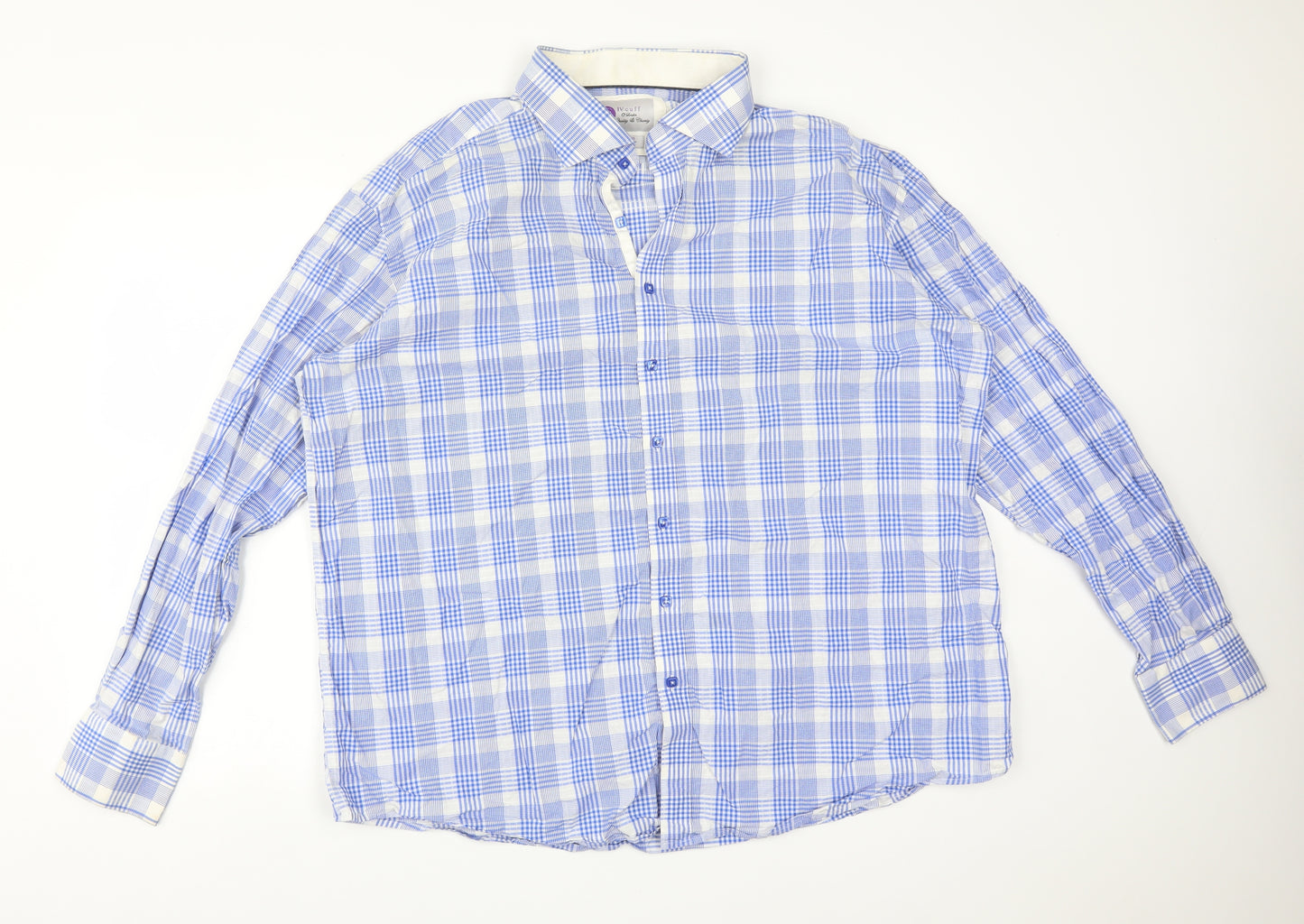IV CUFF Mens Multicoloured Plaid Cotton  Button-Up Size 19.5 Collared