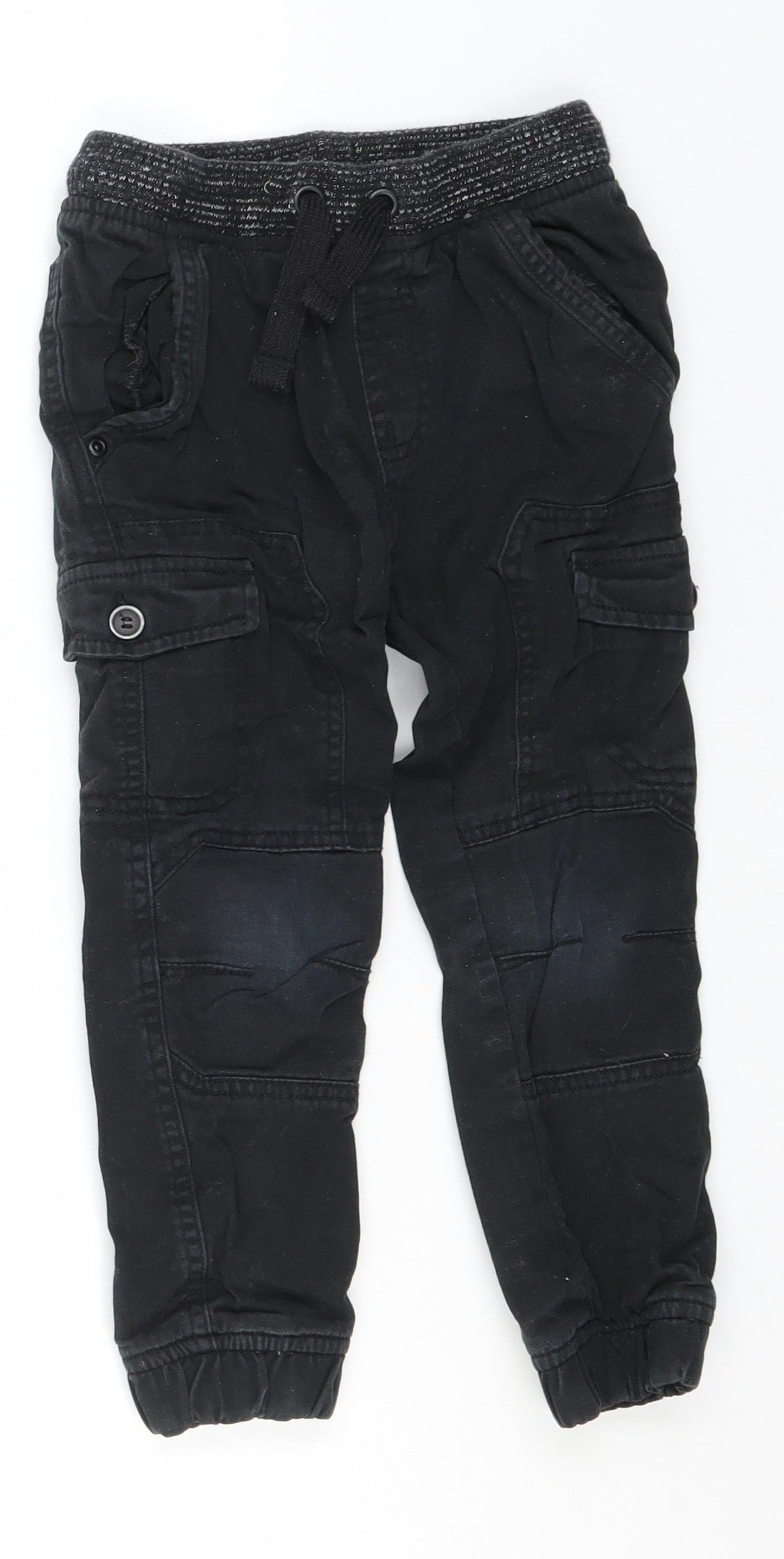 Nutmeg Boys Black  Cotton Carpenter Trousers Size 4-5 Years  Regular