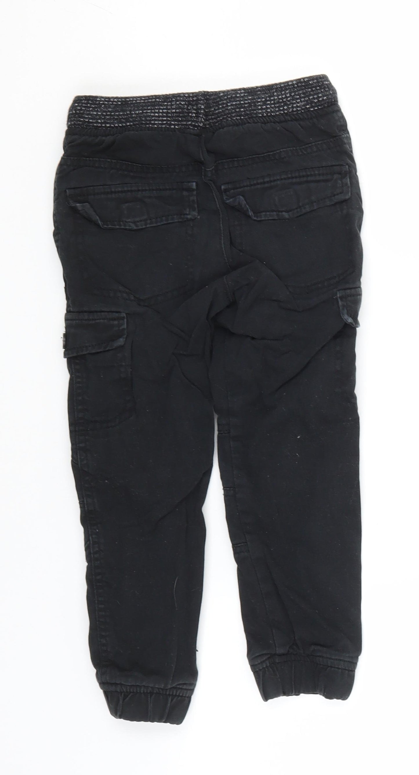 Nutmeg Boys Black  Cotton Carpenter Trousers Size 4-5 Years  Regular