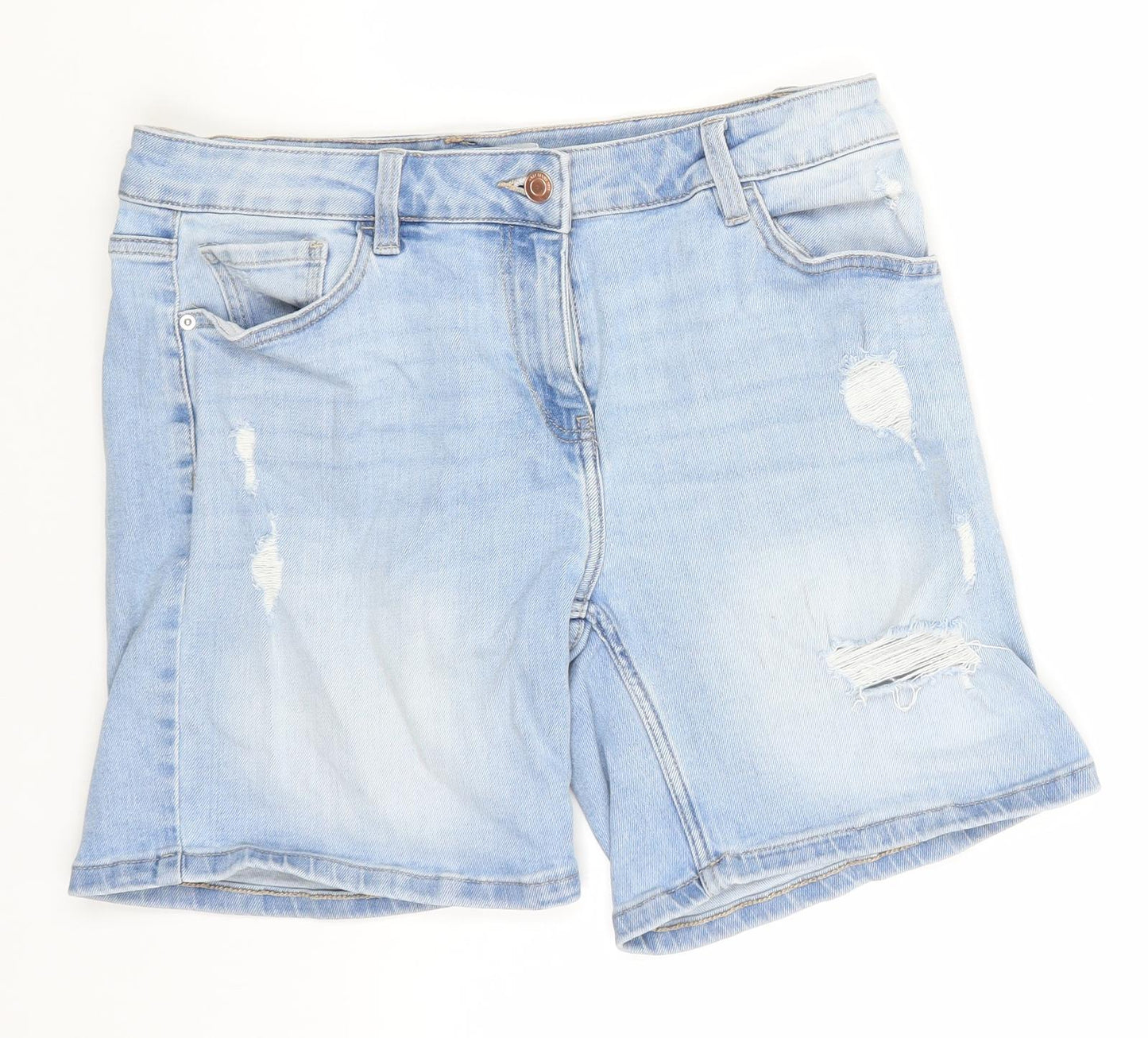 NEXT Womens Blue  Cotton Boyfriend Shorts Size 12 L7 in Regular