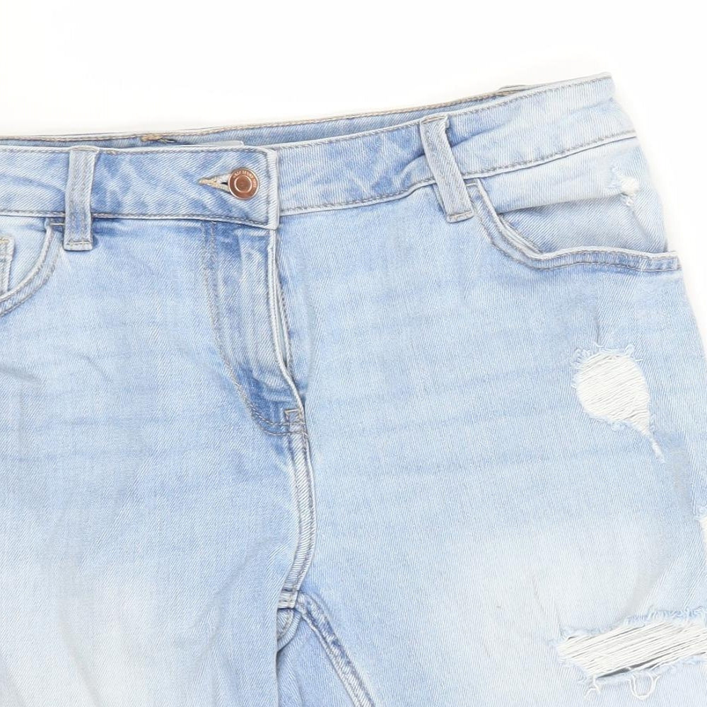 NEXT Womens Blue  Cotton Boyfriend Shorts Size 12 L7 in Regular