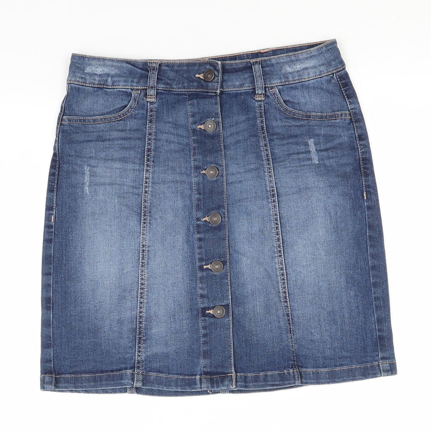 NEXT Womens Blue  Cotton Straight & Pencil Skirt Size 8