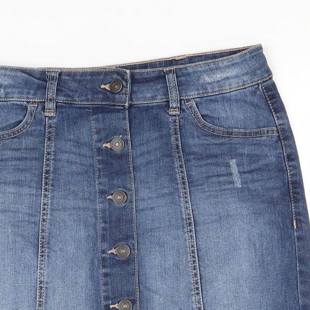 NEXT Womens Blue  Cotton Straight & Pencil Skirt Size 8