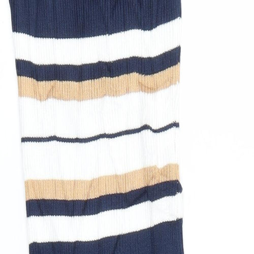 Preworn Womens Blue Striped Viscose Pencil Dress  Size S  Round Neck