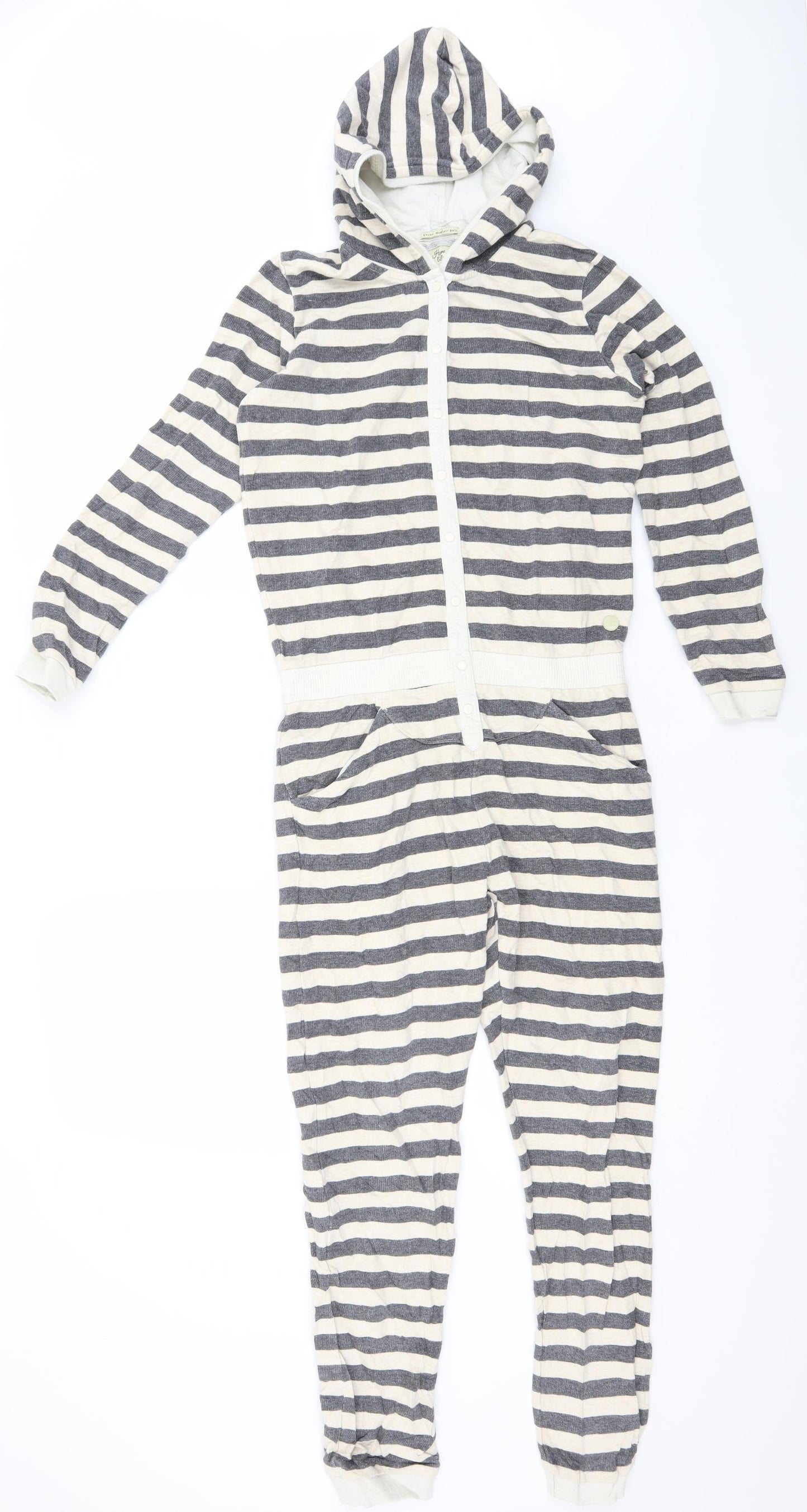 Preworn Womens White Striped Cotton  Bodysuit Size 12
