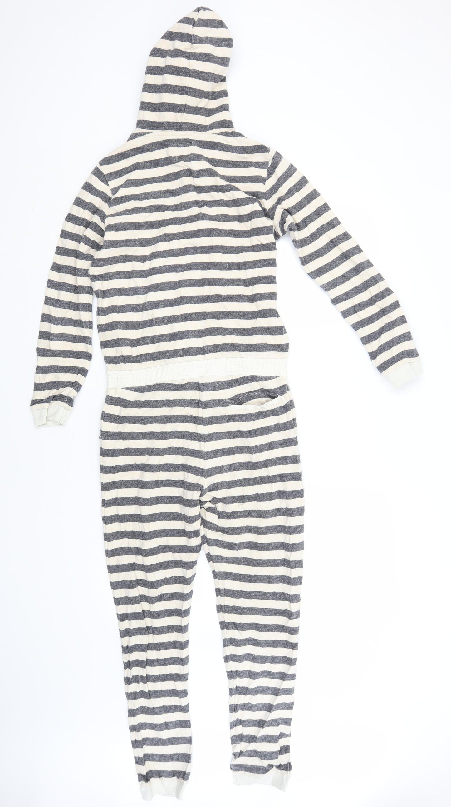 Preworn Womens White Striped Cotton  Bodysuit Size 12
