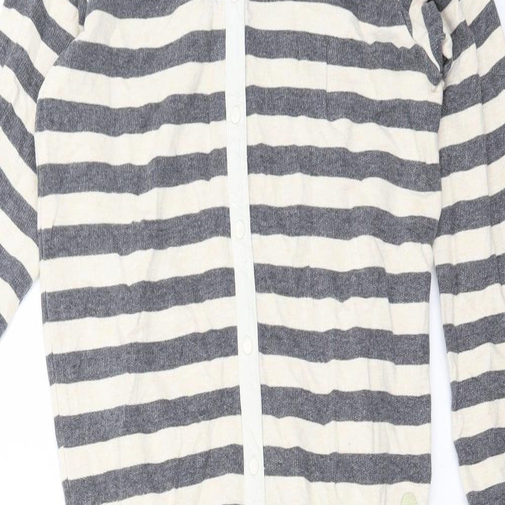 Preworn Womens White Striped Cotton  Bodysuit Size 12