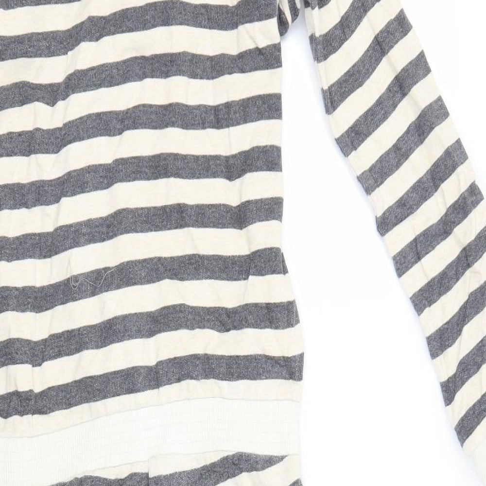Preworn Womens White Striped Cotton  Bodysuit Size 12