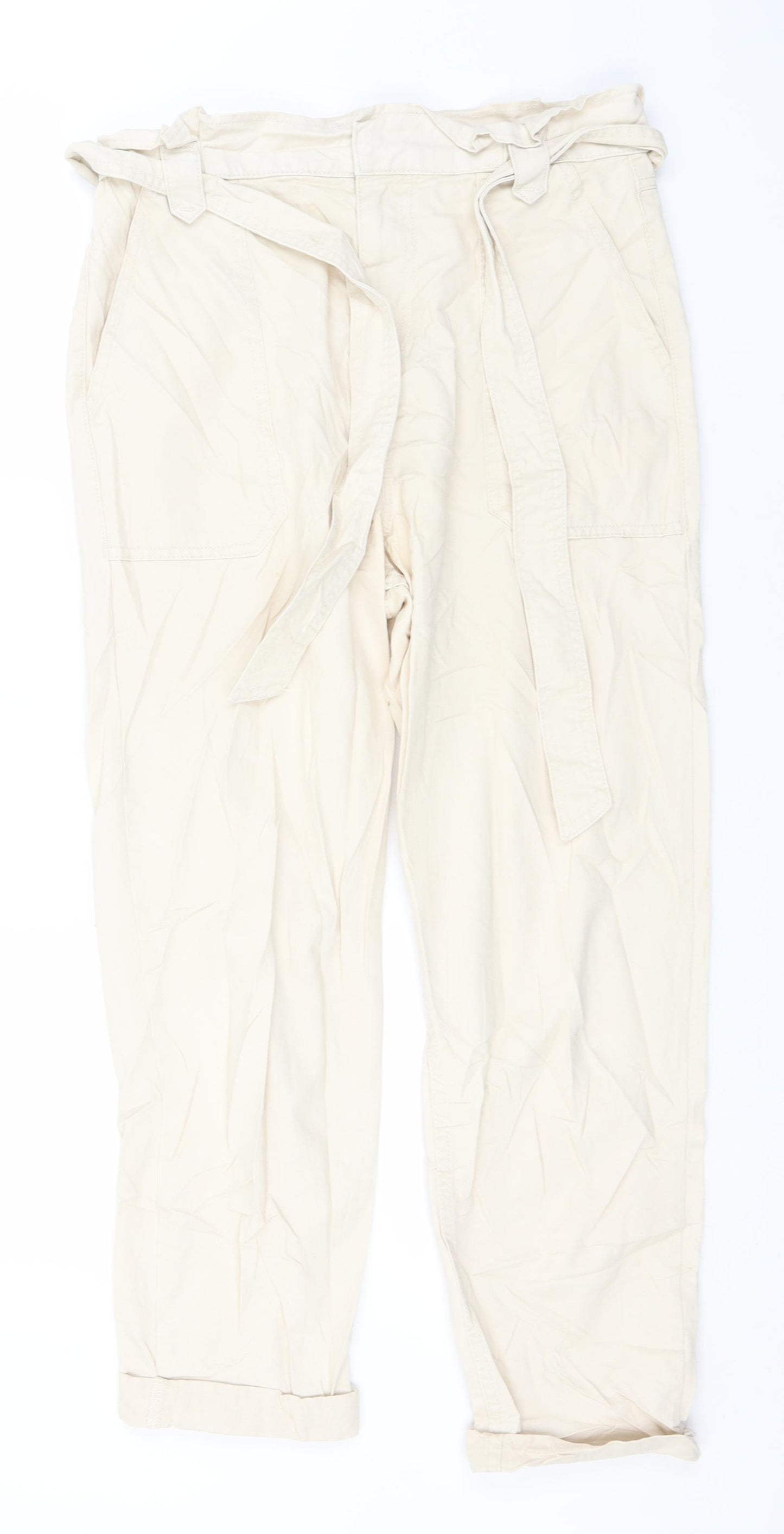New Look Womens Ivory  Cotton Trousers  Size 12 L25 in Regular