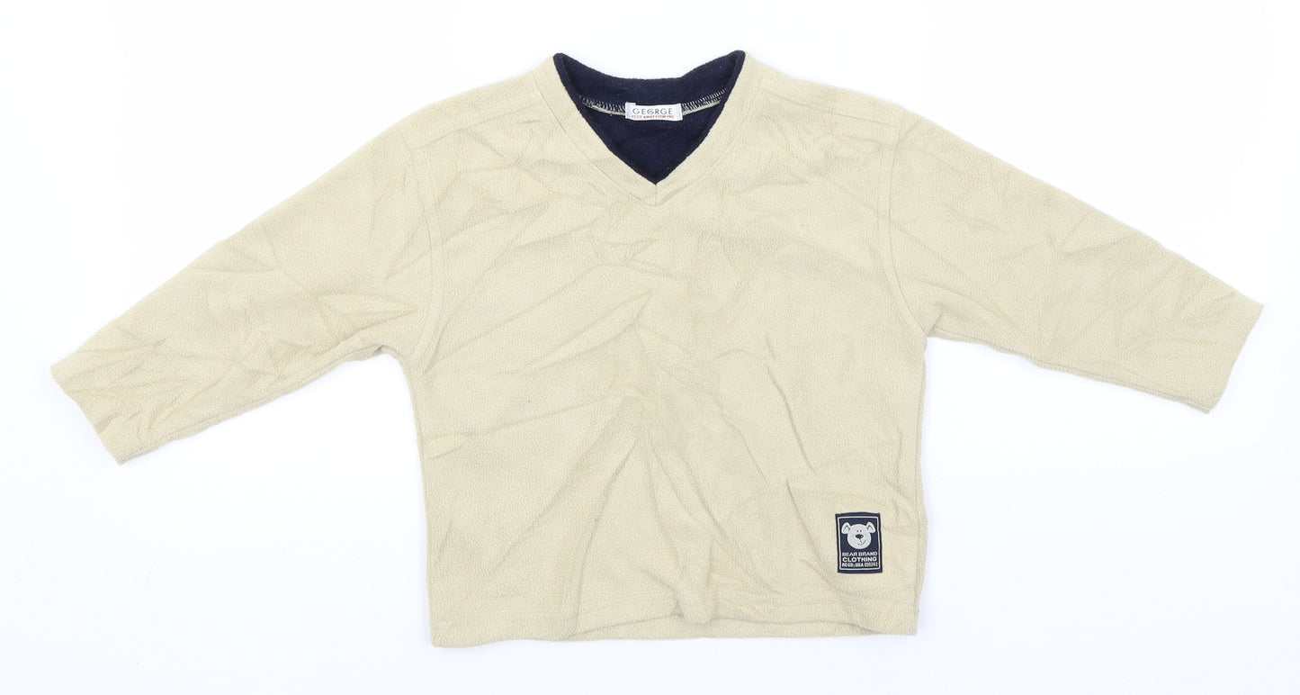George Boys Green V-Neck  Polyester Pullover Jumper Size 2-3 Years