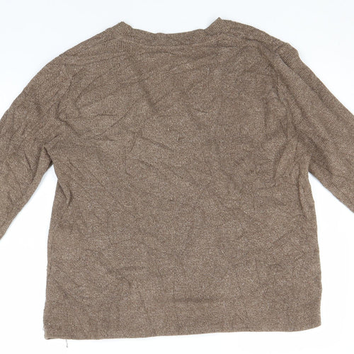 Zara Womens Brown V-Neck  Polyester Pullover Jumper Size L