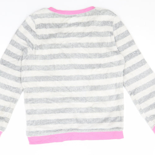 Disney Womens White Round Neck Striped Polyester Pullover Jumper Size 6   - Minnie Mouse