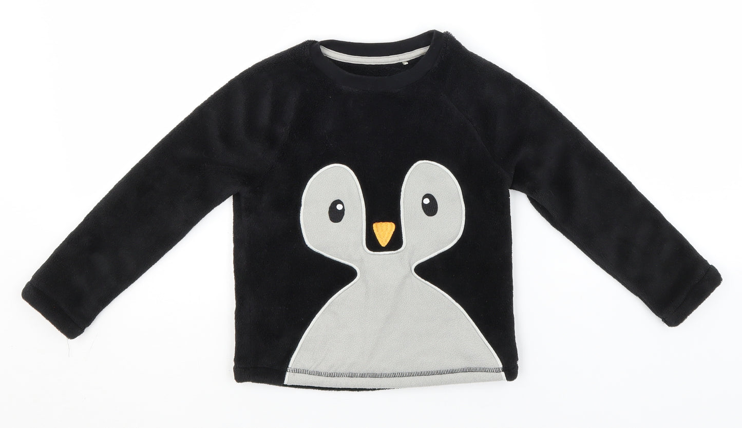 George Girls Black Round Neck  Polyester Pullover Jumper Size 4-5 Years   - Penguin