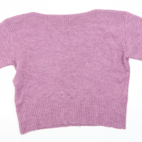 Marks and Spencer Womens Pink Square Neck  Acrylic Henley Jumper Size M