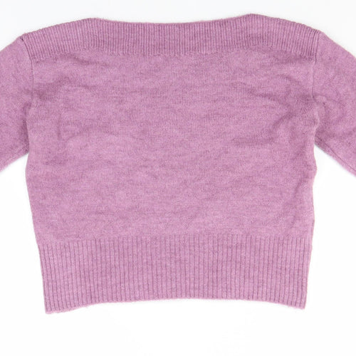 Marks and Spencer Womens Pink Square Neck  Acrylic Henley Jumper Size M