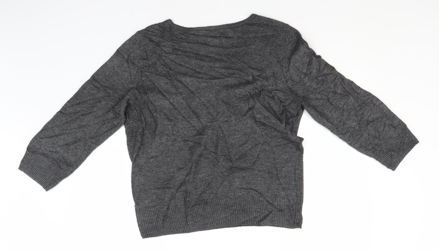 Preworn Womens Grey Round Neck  Viscose Pullover Jumper Size L