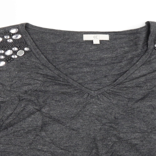 Preworn Womens Grey Round Neck  Viscose Pullover Jumper Size L