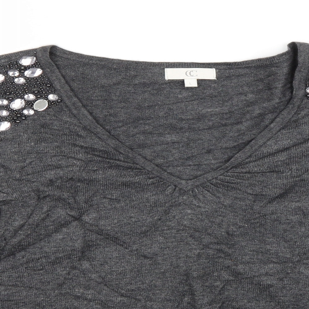 Preworn Womens Grey Round Neck  Viscose Pullover Jumper Size L