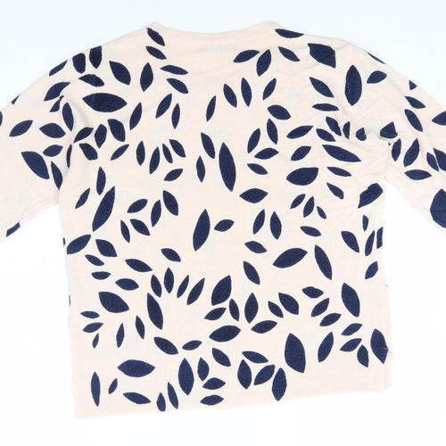 Marks and Spencer Womens Ivory Roll Neck Floral Acrylic Pullover Jumper Size 14