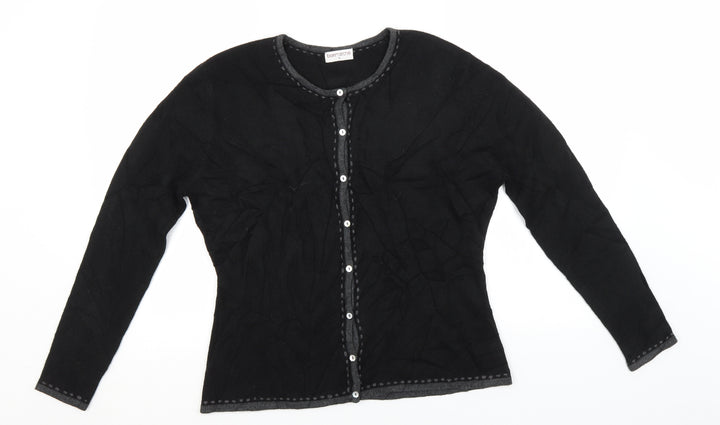 Bonmarché Womens Black Round Neck  Acrylic Cardigan Jumper Size S