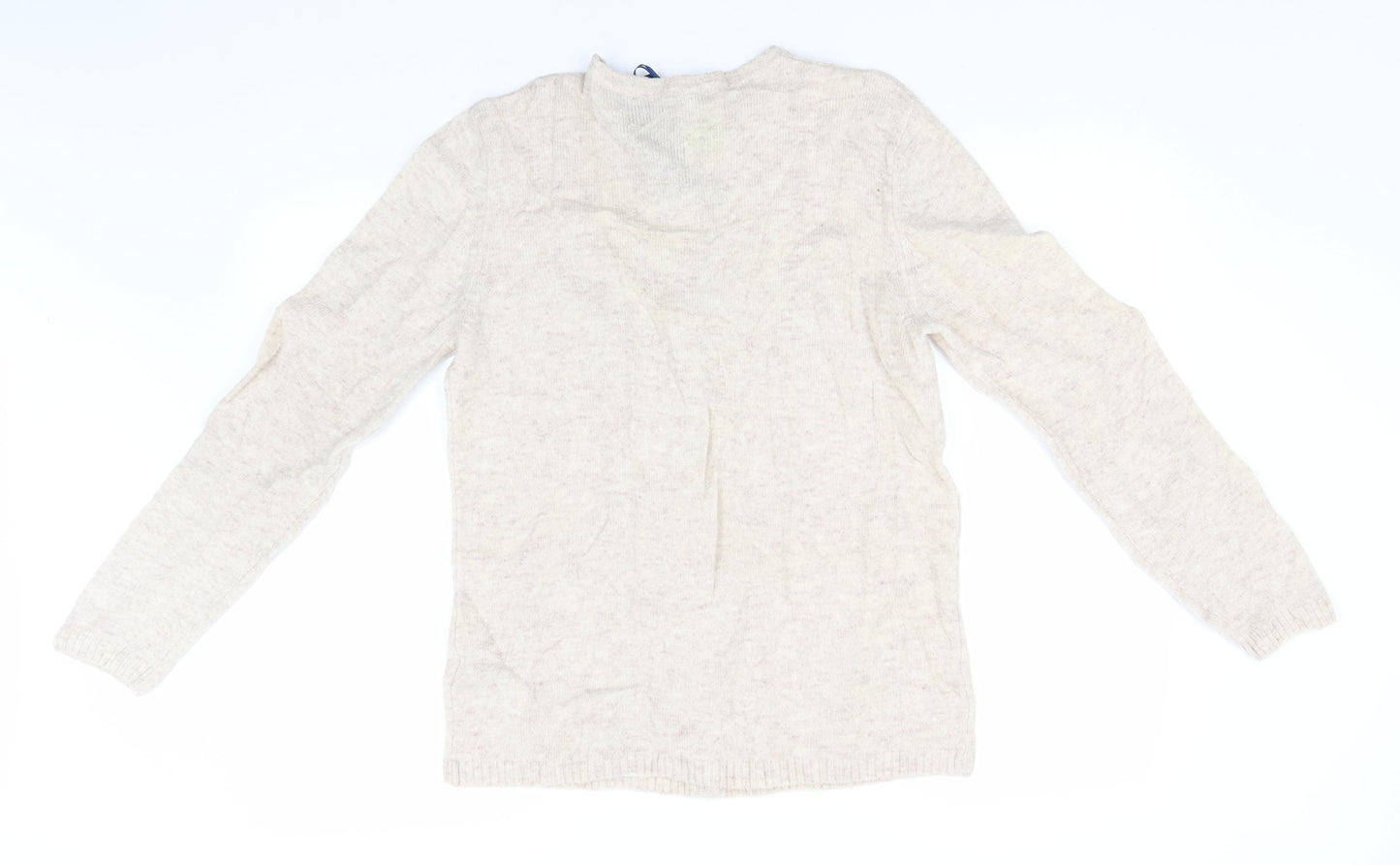 Marks and Spencer Womens Beige Round Neck  Wool Cardigan Jumper Size 12