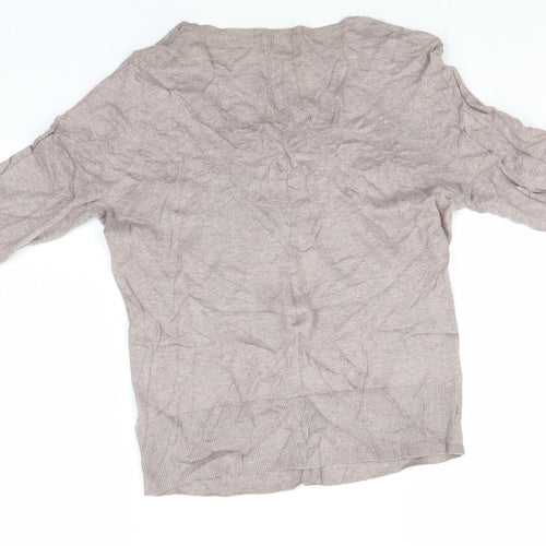 Monsoon Womens Grey Round Neck  Cotton Cardigan Jumper Size 12