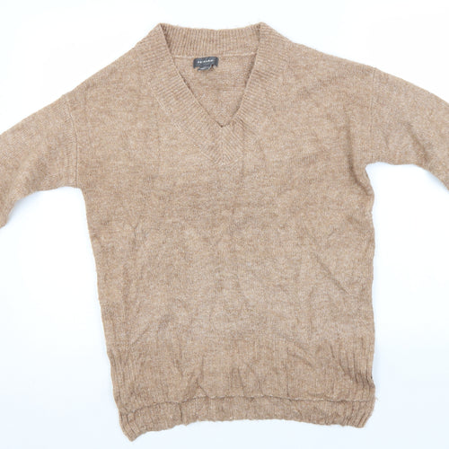 Primark Womens Beige V-Neck  Acrylic Pullover Jumper Size 4