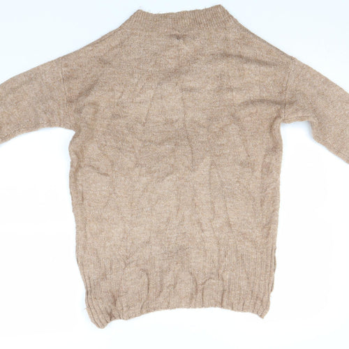 Primark Womens Beige V-Neck  Acrylic Pullover Jumper Size 4
