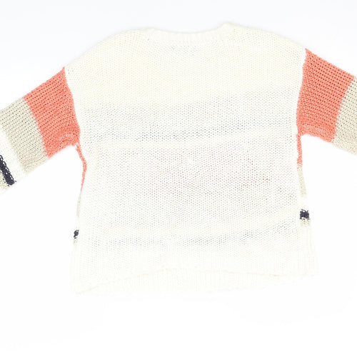 Dorothy Perkins Womens Pink Round Neck Striped Acrylic Pullover Jumper Size 16