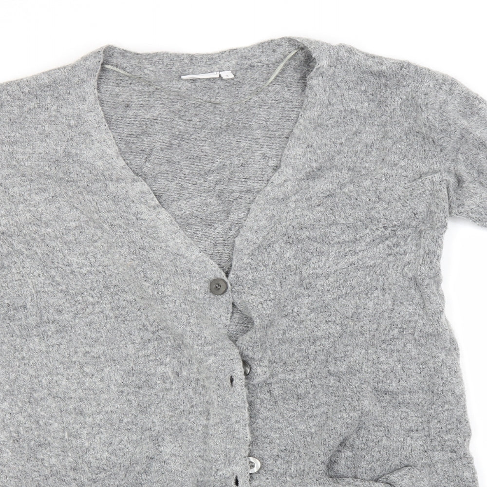Preworn Womens Grey Round Neck  Acrylic Cardigan Jumper Size S