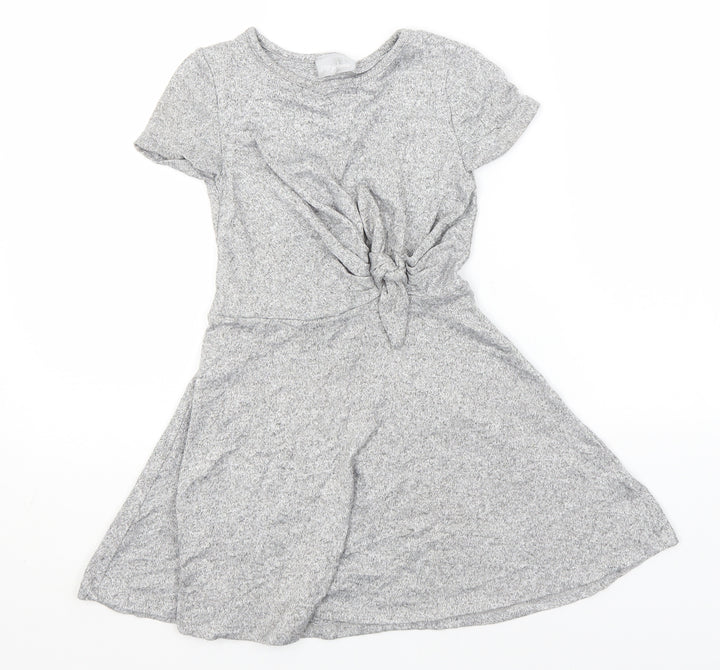 Preworn Girls Silver A-Line Round Neck