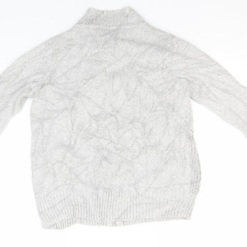 EWM Womens Grey Crew Neck  Cotton Full Zip Jumper Size 18