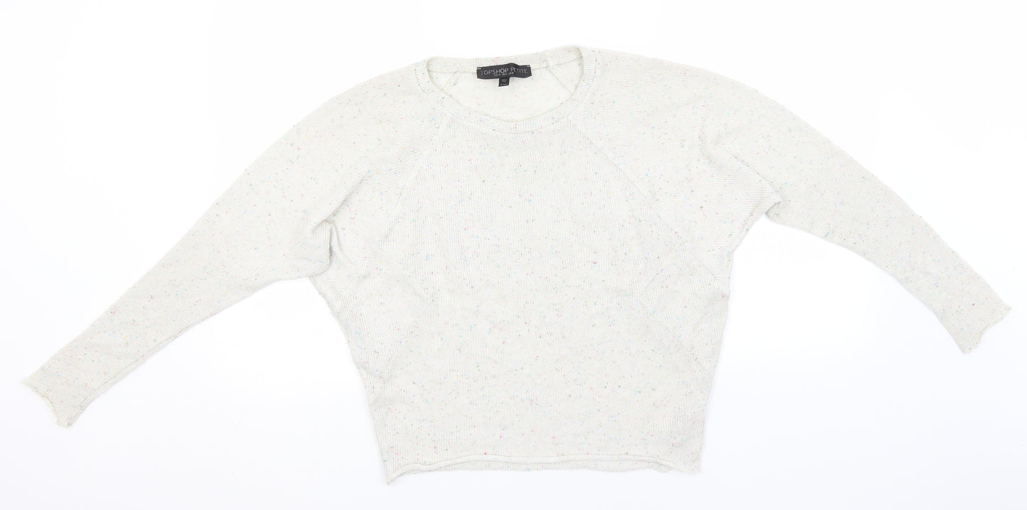 Topshop Womens Ivory Round Neck  Polyester Pullover Jumper Size 8