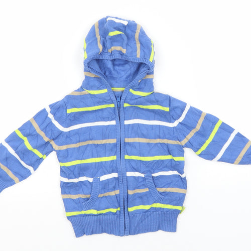 Mothercare Baby Blue Striped Cotton Full Zip Jumper Size 12-18 Months