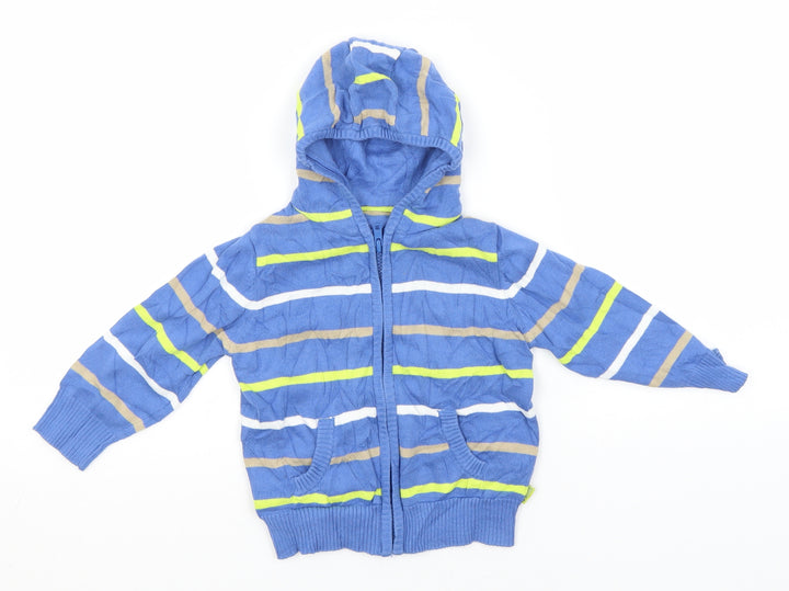 Mothercare Baby Blue Striped Cotton Full Zip Jumper Size 12-18 Months