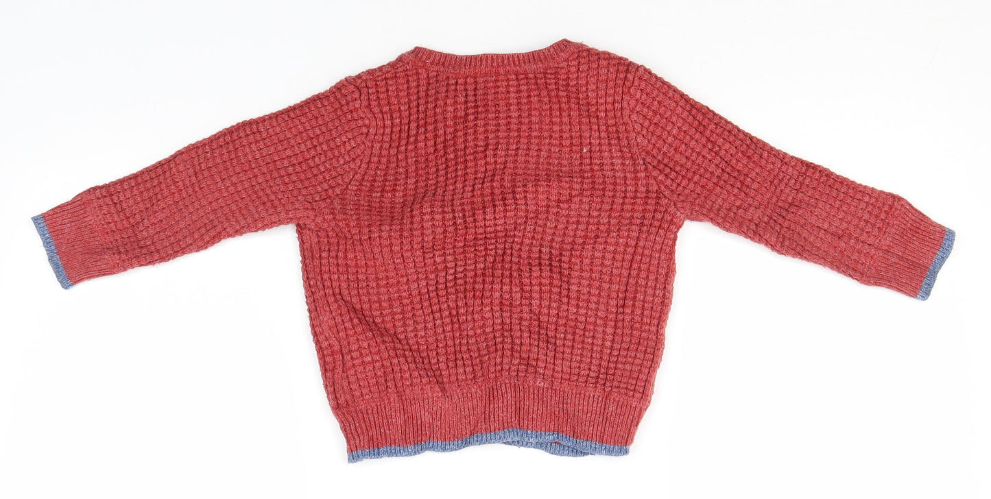 Gap Boys Red Round Neck  Cotton Pullover Jumper Size 2 Years