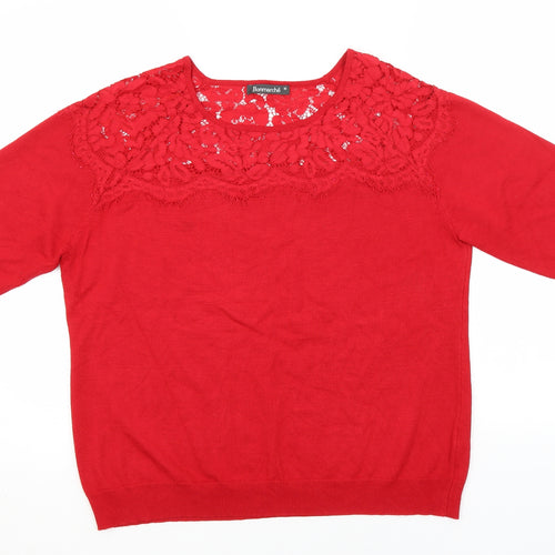Bonmarché Womens Red  Viscose Pullover Hoodie Size M