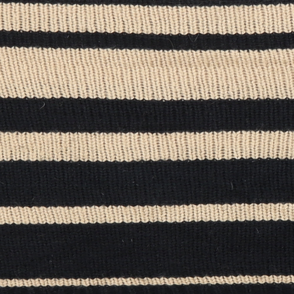 PEP&Co Mens Brown Round Neck Striped Acrylic Pullover Jumper Size XL